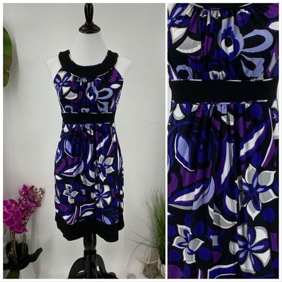 Halter Top Sun DressBlue Black White - Picture 1 of 7